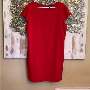 Red polyester lined midi cocktail dress